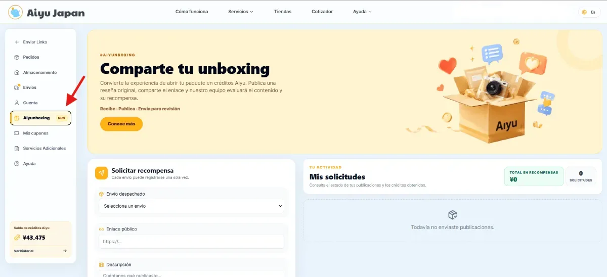 Aiyunboxing User Dashboard